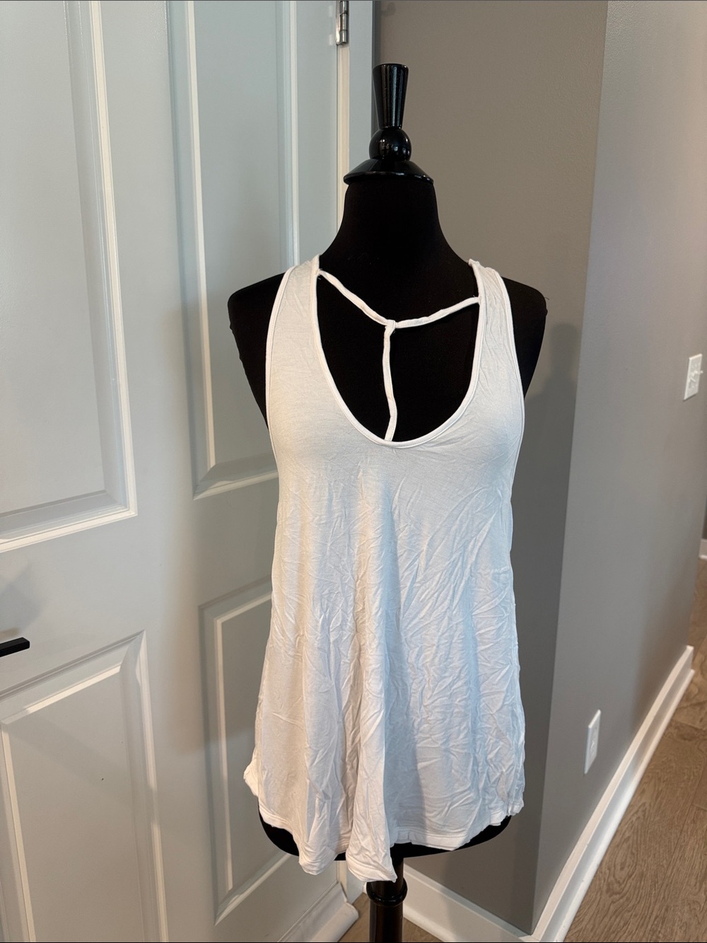 We The Free White Strappy Keyhole Tank